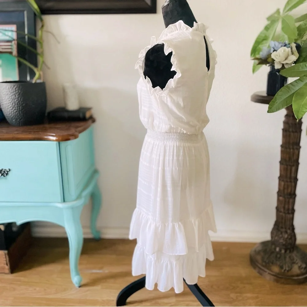 Avec Le Filles Tonal Tiered Striped Ruffle Knee-Length Sleeveless Dress Size 4 - Picture 7 of 12